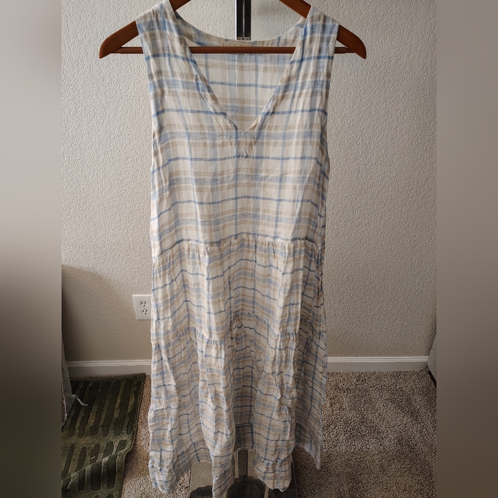 CP Shades Gia Dress in plaid linen Small Easter